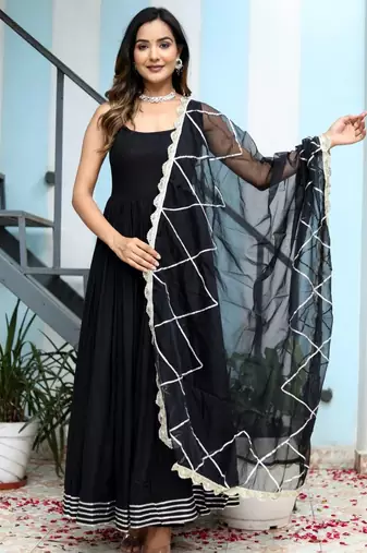 black anarkali dress with dupatta
