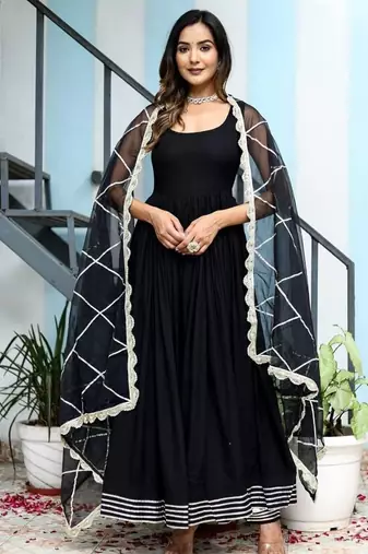 black anarkali dress with dupatta