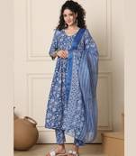 Blue floral printed kurta set