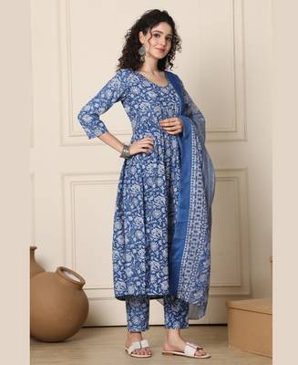 Blue floral printed kurta set 2