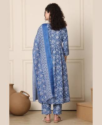 Blue floral printed kurta set 3