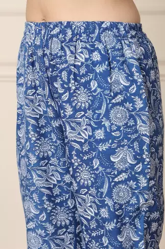 Blue floral printed kurta set