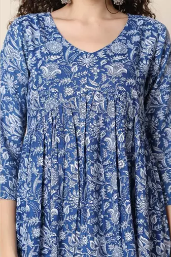 Blue floral printed kurta set