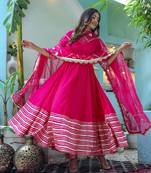  pink anarkali set with organza dupatta