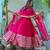 Vibrant pink rayon anarkali set with organza dupatta & lace detailing