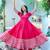 Vibrant pink rayon anarkali set with organza dupatta & lace detailing