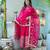 Vibrant pink rayon anarkali set with organza dupatta & lace detailing