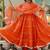 elegant orange cotton anarkali set with silver lace & organza dupatta