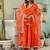 elegant orange cotton anarkali set with silver lace & organza dupatta