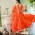 elegant orange cotton anarkali set with silver lace & organza dupatta
