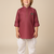 Maroon linen short kurta for boys