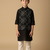 Blue embroidered viscose kurta bandi set for boys