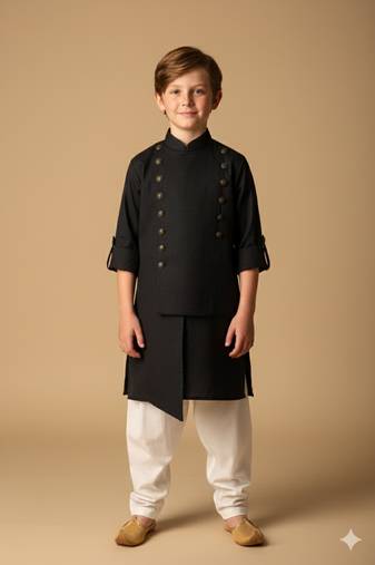 Carbon viscose kurta bandi set for boys
