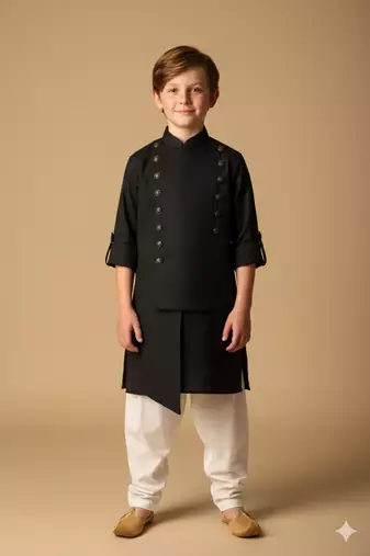 Carbon viscose kurta bandi set for boys