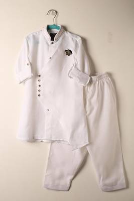 White linen kurta set for boys 2