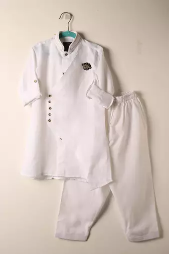 White linen kurta set for boys