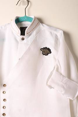 White linen kurta set for boys 3