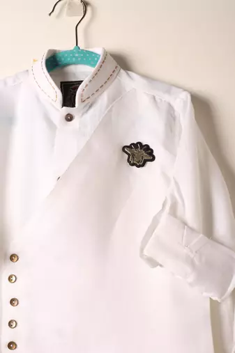 White linen kurta set for boys