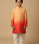 Orange chikankari kurta set for boys