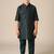 Green woven pathani set for boys