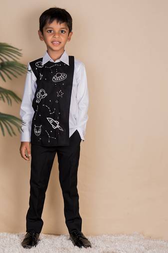 Black embroidered cotton shirt