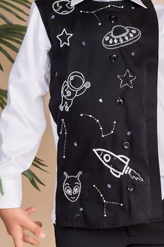 Black embroidered cotton shirt