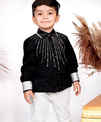 Black embroidered cotton shirt 1