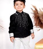 Black embroidered cotton shirt