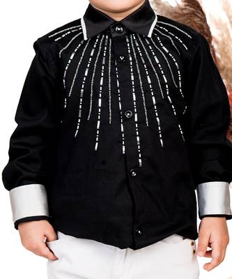 Black embroidered cotton shirt 2