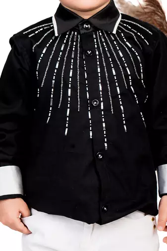Black embroidered cotton shirt