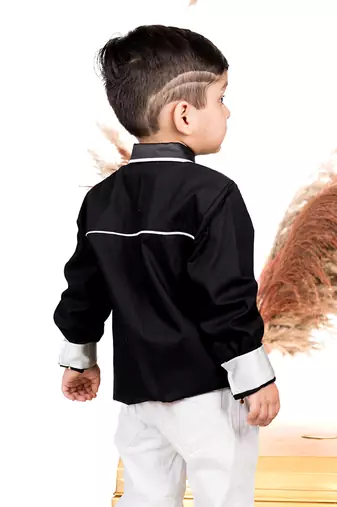 Black embroidered cotton shirt
