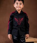 Black embroidered cotton shirt