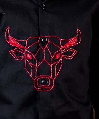 Black embroidered cotton shirt 2