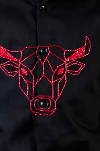 Black embroidered cotton shirt