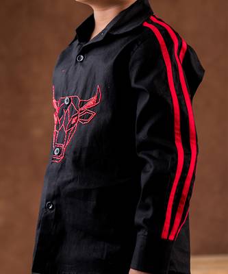 Black embroidered cotton shirt 3