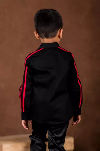 Black embroidered cotton shirt