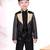 Black plain satin blazer set