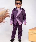 Purple plain satin suit