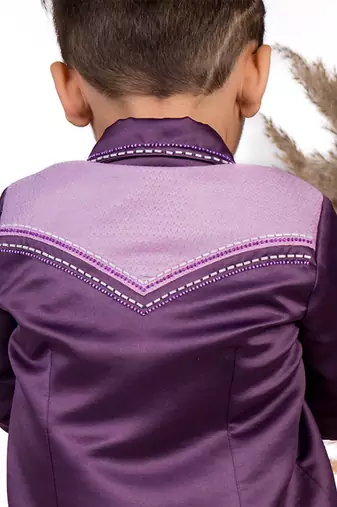 Purple plain satin suit