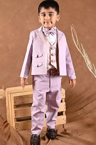 Purple plain cotton suit