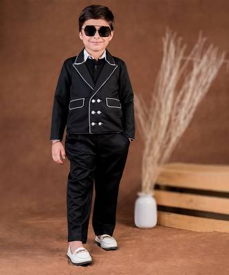 Black plain cotton jacket set 1