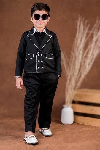 Black plain cotton jacket set