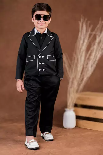 Black plain cotton jacket set