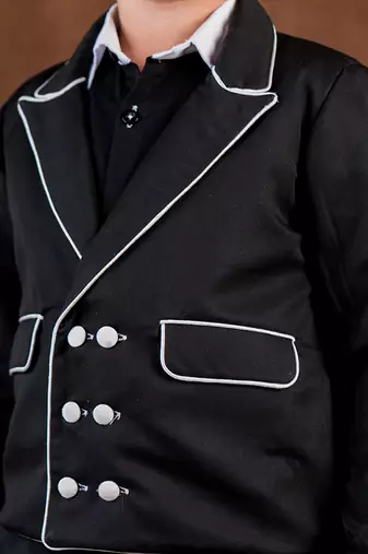 Black plain cotton jacket set