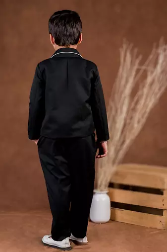 Black plain cotton jacket set