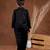Black plain cotton jacket set
