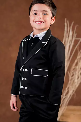 Black plain cotton jacket set