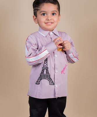Purple embroidered cotton shirt 2