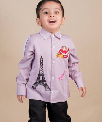 Purple embroidered cotton shirt 3
