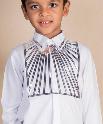 Beige embroidered cotton shirt 2